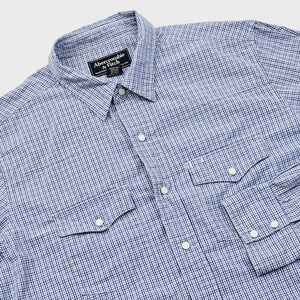 Abercrombie Fitch Mens Large Vintage Long Sleeve Pearl Snap Check Shirt Western